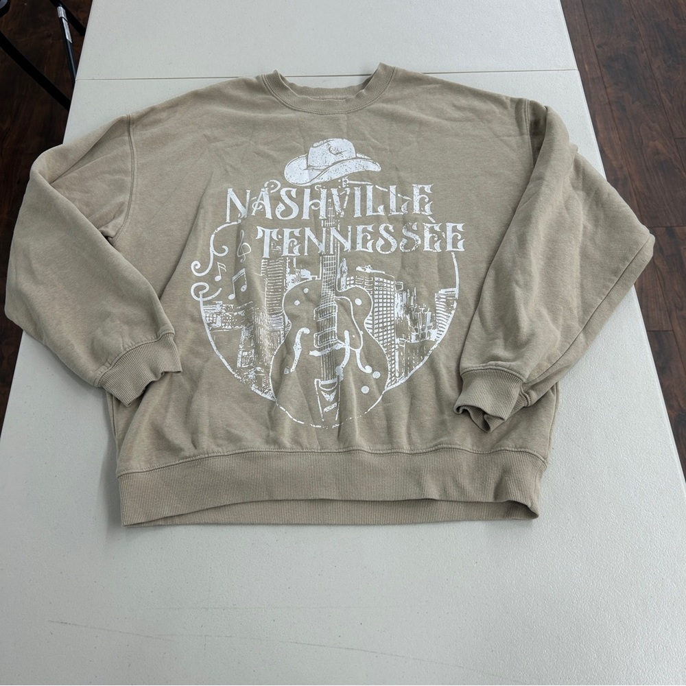 Nashville Graphic Crewneck Sweater - Tan